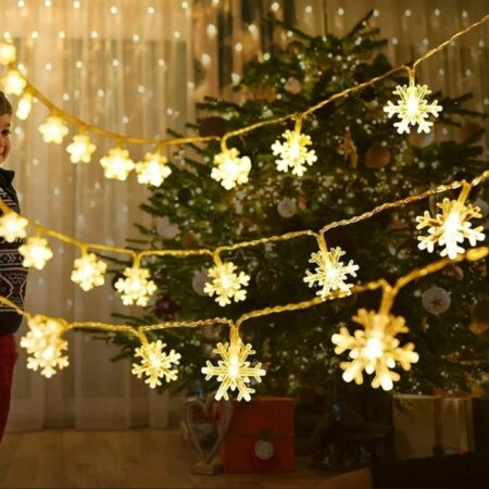 Guirlande De Fête En Forme Neige - Étanche - 10 M