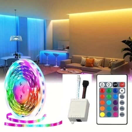 Kit Ruban LED RGB - Étanche - 16 Couleurs - 4 Modes - 5 Mètres - Télécommande