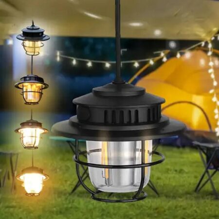 Lampe de Camping Portable Avec Crochet - 4 Modes D'éclairage - USB - Étanche - Led