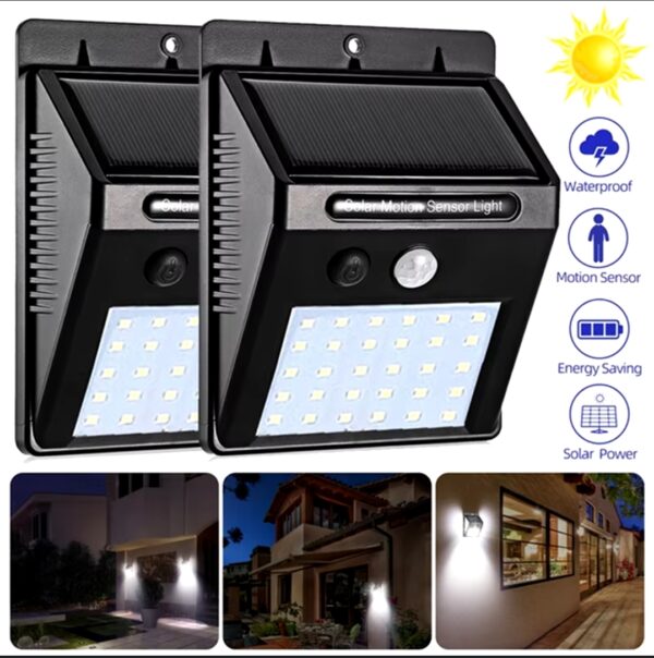 Pack de 2 Lampes Solaire Sans Fil Étanche Avec Détecteur De Mouvement 20 Led