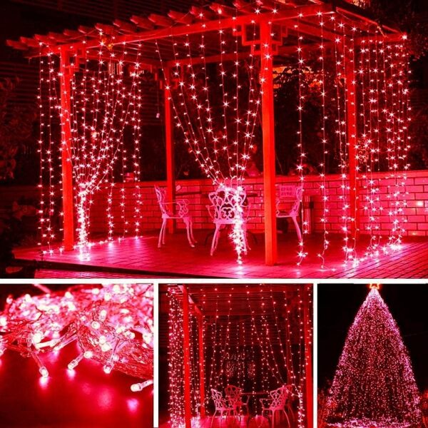 Guirlande De Fête Lumineuse Décorative - Étanche - 8 Modes - 100 LED - Double Fiche - Rouge