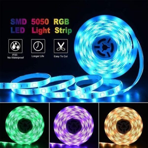 Pack de 3 Kit Ruban LED RGB - Étanche - 16 Couleurs - 4 Modes - 15 Mètres - Télécommande – Image 2