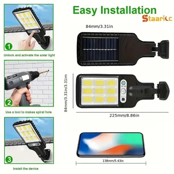 Pack De 4 Lampadaires Solaire Exterieur - Detecteur De Mouvement - 3 Modes - Étanche - SENSOR STREET LAMP – Image 7