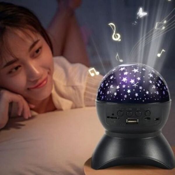 Lampe de Projection de Ciel Étoilé Bluetooth - Speaker - USB - Carte Mémoire - Musique - Noir