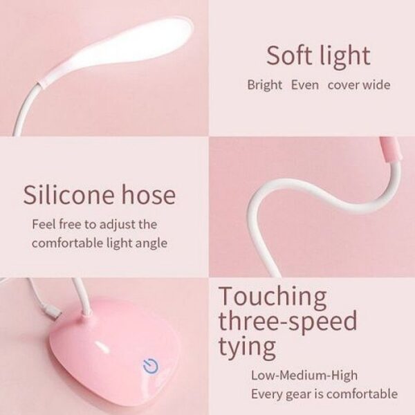 Lampe De Bureau LED - USB Ou Piles - Flexible Avec interrupteur Tactile - 3 Niveaux De Luminosité - Blanc – Image 5