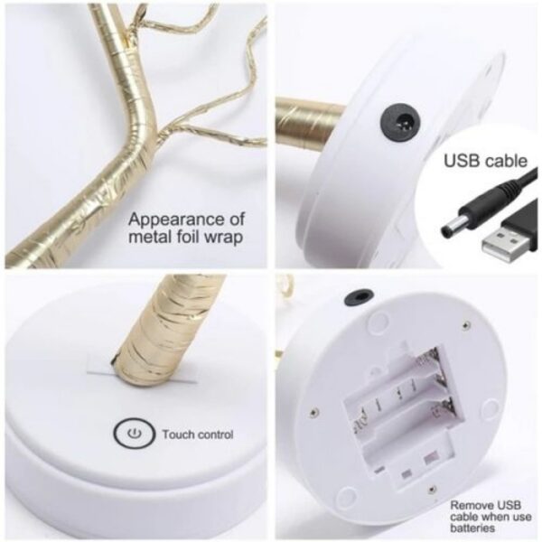 Lampe De Table Arbre Artificiel Avec Branches Réglables - Led - USB & Piles - Décoration – Image 2
