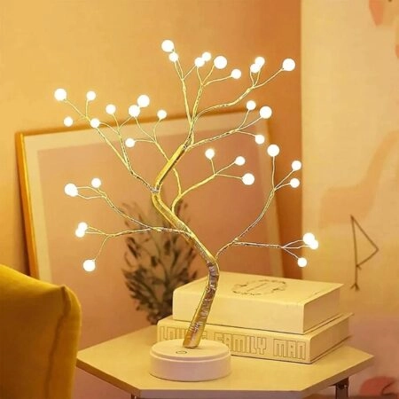 Lampe De Table Arbre Artificiel Avec Branches Réglables - Led - USB & Piles - Décoration