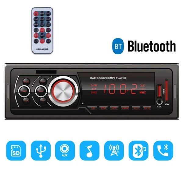 Autoradio FM - Bluetooth MP3 - Lecteur Audio Stéréo - DIN Pour Téléphone Portable - Télécommande