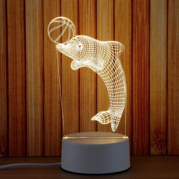Veilleuse 3D En Forme Dauphin - LED - USB Power - Lampe Décoratif