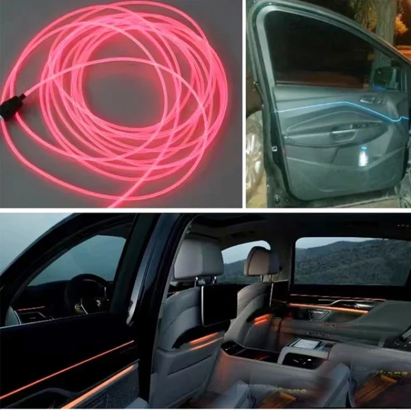 Éclairage Intérieur De Voiture - Multicouleur RGB - Ruban à Fibre Optique - Éclairage Du Panneau De Porte - Télécommande – Image 4