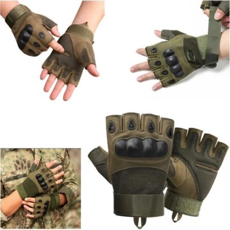 Gants Tactiques Demi-Doigt De Haute Qualité - Multifonctions - Vert