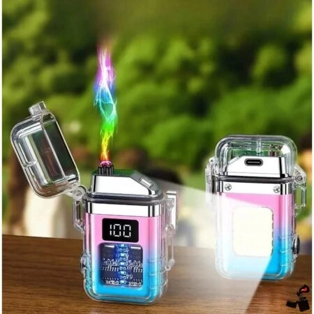 Mini Briquet Électrique - Rechargeable - Étanche - Lampe Torche Led - Montre - Support Porte-Clés