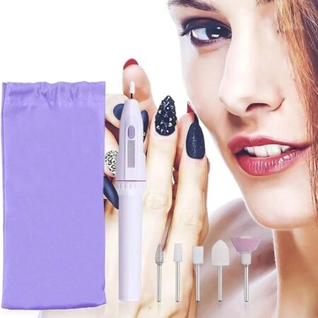 Kit De Manucure et De Pédicure Électrique 5 en 1- Appareil Alimenté Par Batterie - Blanc