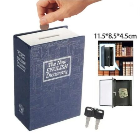 Coffre-Fort Créatif En Forme Livre - Avec 2 Clés - 11.4/8.4/5 Cm - Bleu