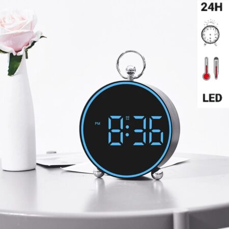 Horloge de Bureau Murale Multifonction - Température - Alarme - Commande Vocale - Affichage De L'heure D'été - LED - Bleu