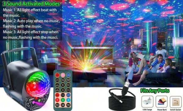 Lumières Disco Pour Fête – Boule Disco Rotative – LED – Stroboscope De Scène – Lumières Laser Rave – Activation Du Son – Télécommande – Image 14