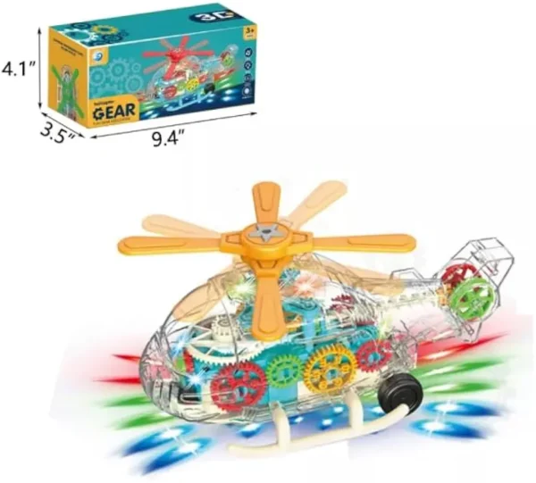 Hélicoptère Électrique Transparent - Feux Clignotants - Musique - Jouet Lumineux