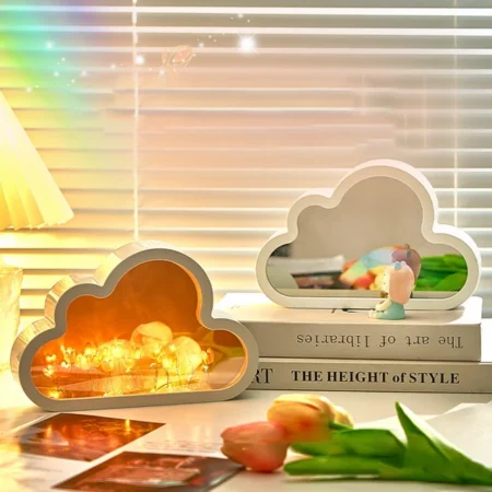 Miroir De Salle De Décoration en Forme De Nuage - LED - 3 Couleurs à Intensité Variable - Avec Fonction Anti-Buée