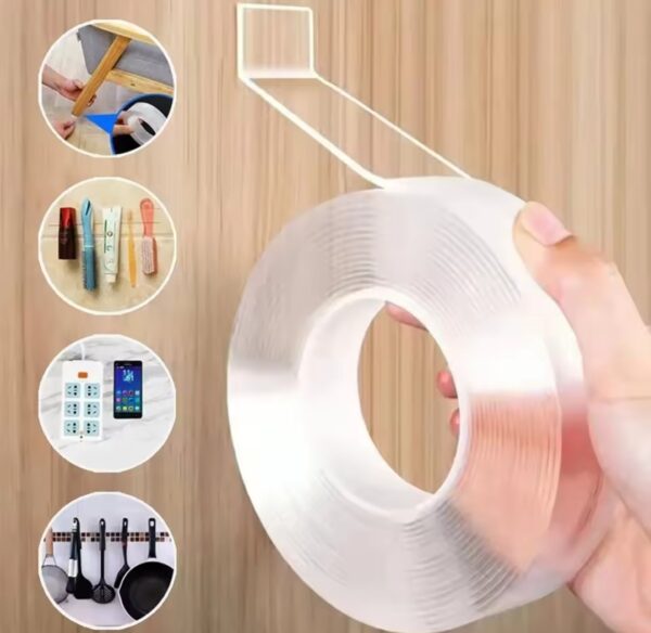 Ruban Adhésif Double Face - Transparent Multi-Usages - Réutilisable Etanche - 10 Mètres