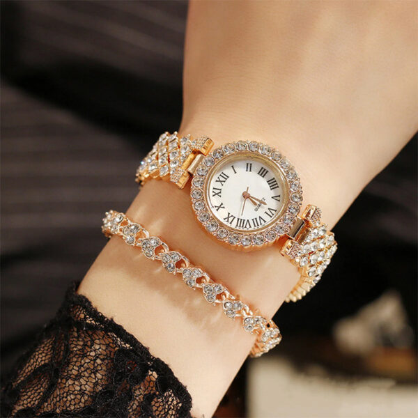 Pack De 1 Magnifique Montre Électronique Intelligente Rose Avec Ceinture Supplémentaire – + 1 Montre Moderne à Bracelet en Acier à Quartz + coliet/Bague/Bracelet/Boucle d'oreilles – Image 5