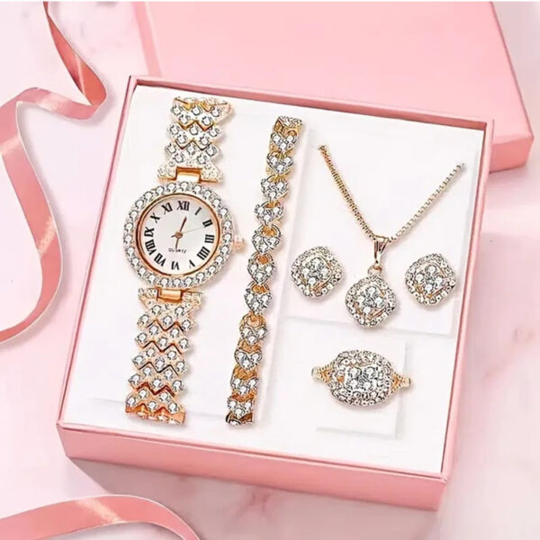 Pack De 1 Magnifique Montre Électronique Intelligente Rose Avec Ceinture Supplémentaire – + 1 Montre Moderne à Bracelet en Acier à Quartz + coliet/Bague/Bracelet/Boucle d'oreilles – Image 6