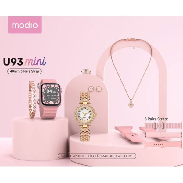 Pack De 1 Magnifique Montre Électronique Intelligente Rose Avec Ceinture Supplémentaire – + 1 Montre Moderne à Bracelet en Acier à Quartz + coliet/Bague/Bracelet/Boucle d'oreilles