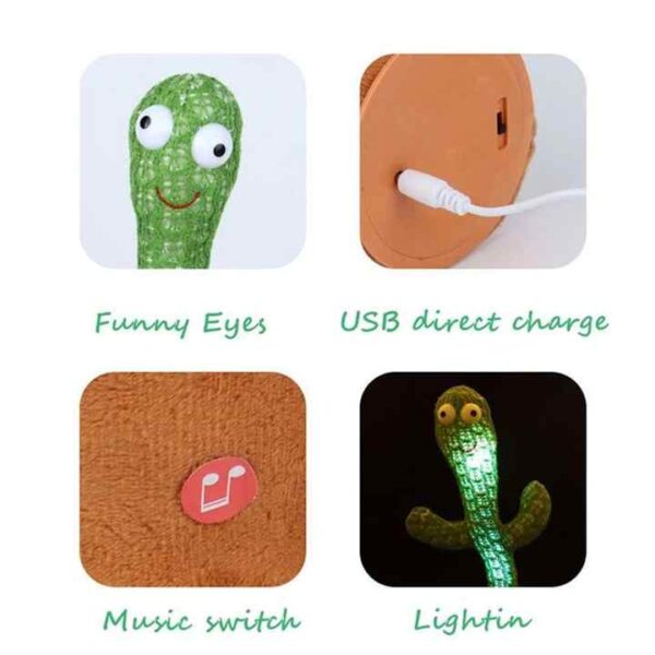 Jouet Cactus Parlant Dansant – Jouet Cactus Ensoleillé Parlant – Répétition De Chant – 120 Chansons Pour Enfants – 15 Secondes – Enregistrez Votre Voix – LED – Image 13