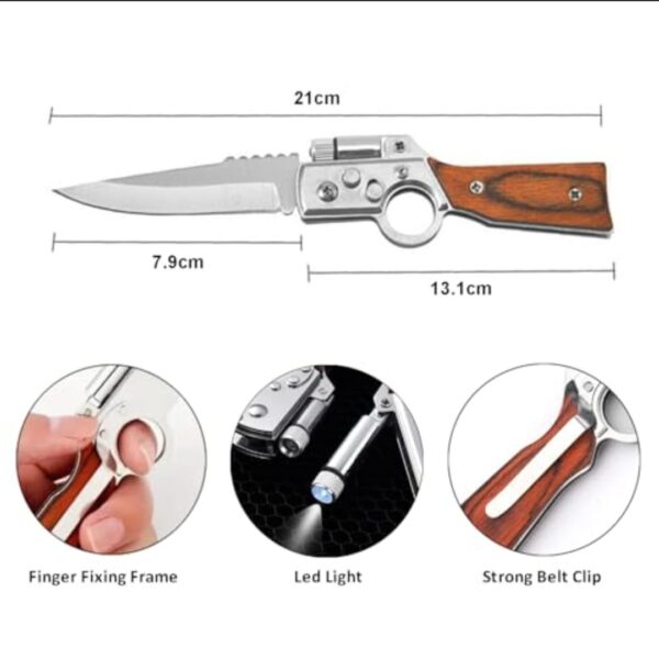 Couteau pliant portable multifonction avec torche adapté au transport quotidien et au camping en plein air – Image 9