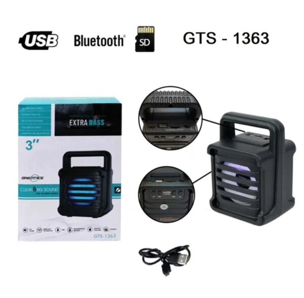 Haut parleur Bluetooth Portable 4 en 1 - LED - Rechargeable Avec USB - Design Moderne - Radio - Carte MicroSD et Connexion Auxiliaire - Son Puissant – Image 9