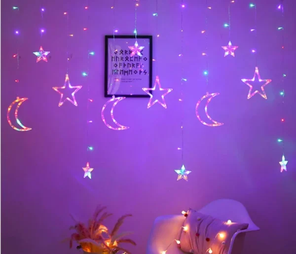 Guirlande Lumineuse Étoiles et Lune - LED - 3.5 M - Fenêtre - 8 Modes D'éclairage - Multicolores