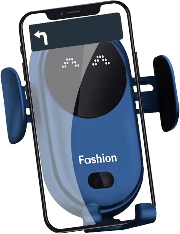 Chargeur De Voiture Sans Fil 2 En 1 - Tous Smartphones - Charge Rapide Intelligente - Infrarouge - Capteur - Support Téléphone - Bleu – Image 9