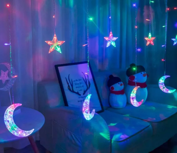 Guirlande Lumineuse Étoiles et Lune - LED - 3.5 M - Fenêtre - 8 Modes D'éclairage - Multicolores – Image 5