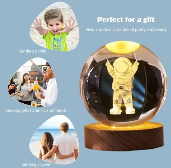 Boule De Cristal 3D – Veilleuse LED lumineuse – Créative – Astronaute – Image 3
