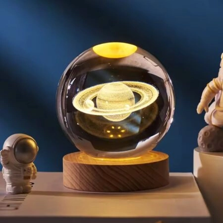 Boule De Cristal 3D – Veilleuse LED lumineuse – Créative – Lune et Planète