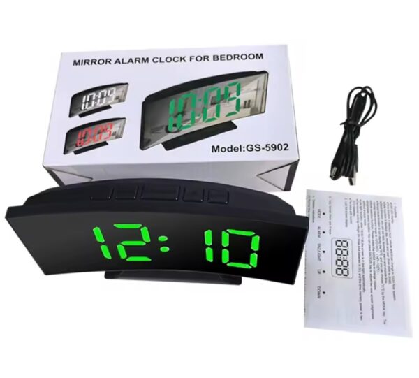 Horloge Numérique Incurvée - Électronique - Rétroéclairage - 3 Niveaux De Luminosité - Affichage De La Température et De L'humidité – Image 4