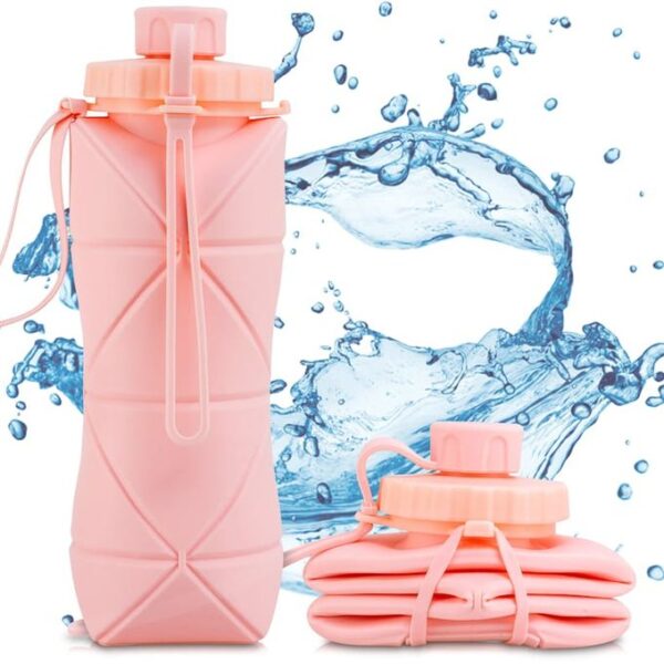 Bouteille D'eau Pliable Originale en Silicone - 600 Ml Pour Activités De Plein Air et Sports - Rose