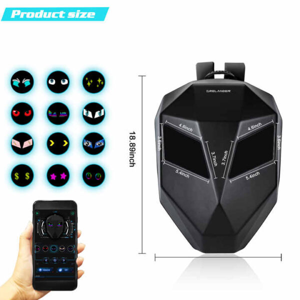 Sac à Dos De Moto Rigide Avec Éclairage LED - Résistant à L'eau et Grand Support Pour Casque Avec Écran Programmable – Image 6