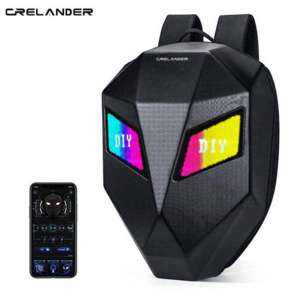 Sac à Dos De Moto Rigide Avec Éclairage LED - Résistant à L'eau et Grand Support Pour Casque Avec Écran Programmable – Image 2