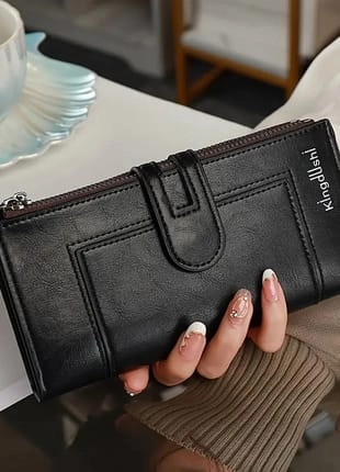 Portefeuille Cuir De Haute Qualité - Téléphone Portable - Multicartes - Grand - Élégant - Unixe - Noir