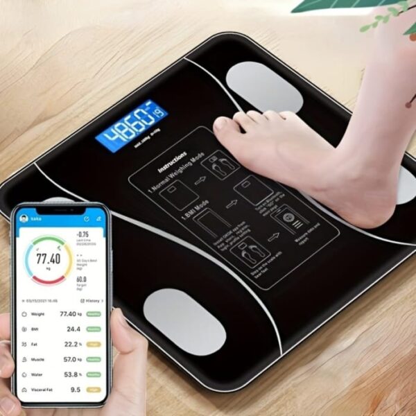 Balance Intelligentesw Pour Mesurer Le Poids Corporel - Écran LCD - Haute Rigidité - 79 Mesures Corporelles De Base