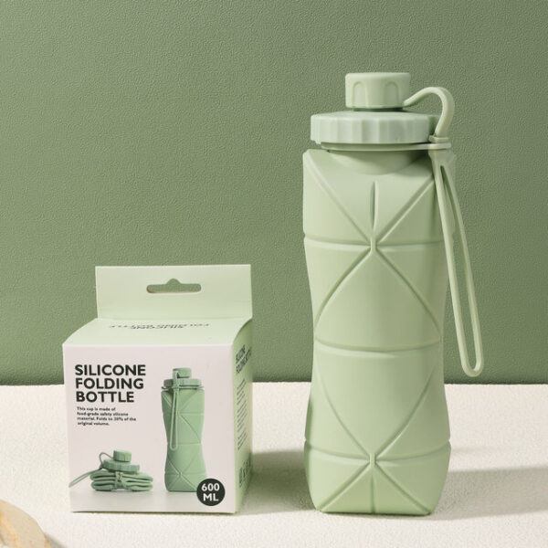 Bouteille D'eau Pliable Originale en Silicone - 600 Ml Pour Activités De Plein Air et Sports - Vert – Image 5
