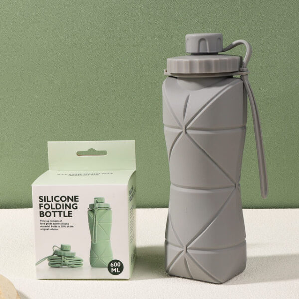 Bouteille D'eau Pliable Originale en Silicone - 600 Ml Pour Activités De Plein Air et Sports - Gris – Image 6