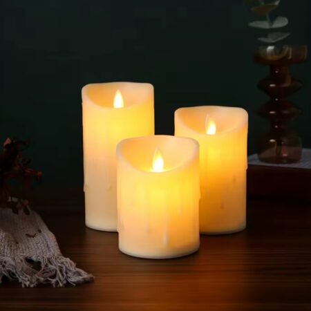 Pack de 3 Bougies Décoratives à LED - Électroniques - Sans Flamme - Cylindriques