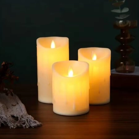 Pack de 3 Bougies Décoratives à LED - Électroniques - Sans Flamme - Cylindriques