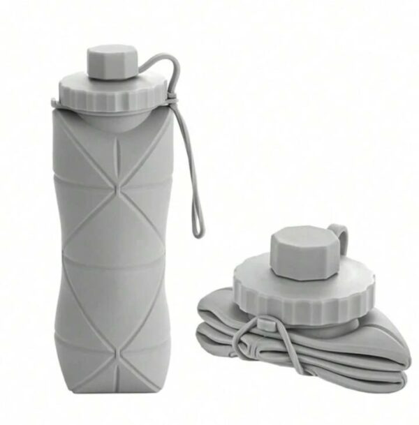 Bouteille D'eau Pliable Originale en Silicone - 600 Ml Pour Activités De Plein Air et Sports - Gris