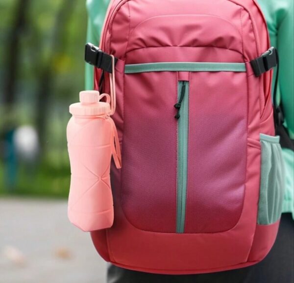 Bouteille D'eau Pliable Originale en Silicone - 600 Ml Pour Activités De Plein Air et Sports - Rose – Image 2