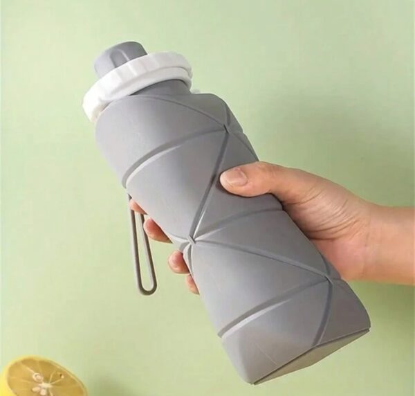 Bouteille D'eau Pliable Originale en Silicone - 600 Ml Pour Activités De Plein Air et Sports - Gris – Image 2