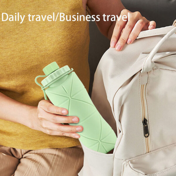 Bouteille D'eau Pliable Originale en Silicone - 600 Ml Pour Activités De Plein Air et Sports - Vert – Image 8