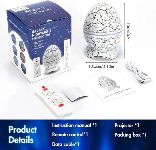 Projecteur D'aurores Boréales 4 en 1 - Lampe œuf De Dinosaure - Étoile Aurore Rechargeable - Télécommande – Image 8
