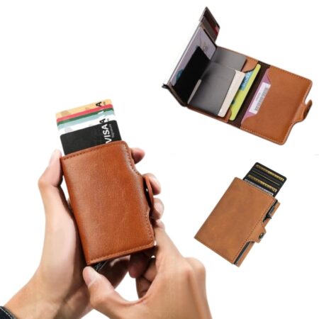 Portefeuille 2 en 1 Intelligent en Cuir Pour Cartes De Crédit - billets de banque - Métal Fin pour Homme - Pliable